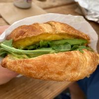 Benny on croissant at Chubby Bunny in Portland