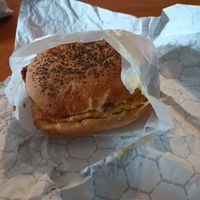 Steak & Egg on a bun at Chubby Bunny in Portland