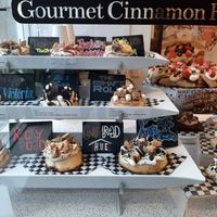 The tempting display case at Cinnaholic in Victoria