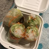 Fresh spring rolls - so huge (only $3) at Baker's Way in Boothbay Harbor