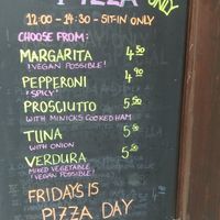 Pizza menu at The Kiltmakers Coffee Shop in Cupar