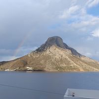 View of Telendos at The Kalymnos Experience Healthy Food Bar in Kalymnos
