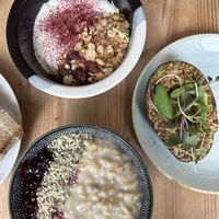 Turkish Yogurt, avaovado bread and salty porridge   at Flät no 14 in Helsinki