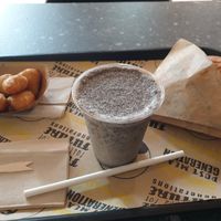 Cheese nuggets, milk shake, burger at VINCENT - Hauptbahnhof Hamburg in Hamburg