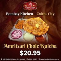 Vegan Chole kulcha meal $20.95  at Bombay Kitchen Cairns in Cairns