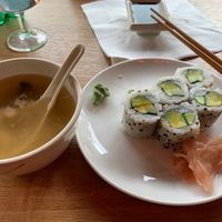 Vegan sushi and miso  at Hoki Sushi  in Paris