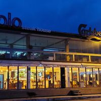 View from the beach after sunset at Bolo Steak House in Vama Veche