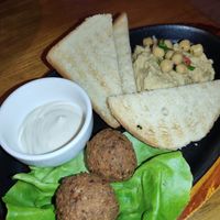 Falafel and hummus at Bolo Steak House in Vama Veche