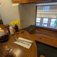 table with view to the river at The Corn Mill in Llangollen