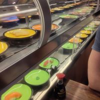 Running Sushi - hard to see what's vegan at Bella Saki in Zirndorf