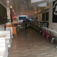 Inside seating at Happy Bowls in New York City