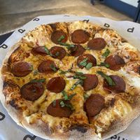 Pepperoni pizza￼  at PlantPub in Cambridge