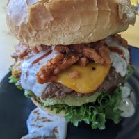 BBQ jackfruit guac burger! at PlantPub in Cambridge