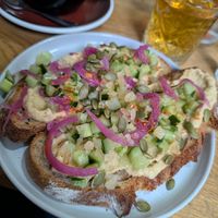 Hummus toast at Louisana in Lyon