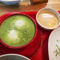 Matcha latte at Good Food Bowl in Moscow