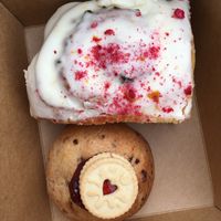 Orange-raspberry roll and stuffed  cookie  at Babyfaced Baker in Edinburgh
