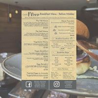 Breakfast menu at Cafe Morso in Coventry