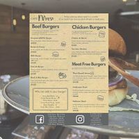 Burger menu at Cafe Morso in Coventry
