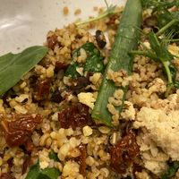 Vegan bulgur stir fry   at Hamsa in Krakow