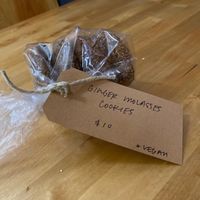 Bag of vegan ginger molasses cookies.  at Crumb Bum in Littleton