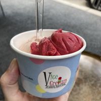 Grapefruit-mint and cherry-strawberry ice cream  at ViceCream in Bucharest