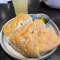 Focaccia with olive oil  at The Maypole in Cambridge