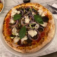 Vegan ortolana with extra cashew cheese  at Chicago Trattoria in Brussels