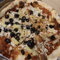 pineapple + olives + vegan chz  at Paizano's Pizza in Baker City