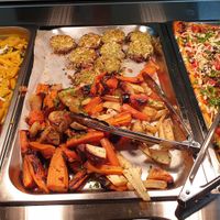 Pasta, baked veggies and pizza at Vegie Tribe in Melbourne