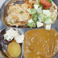 Lasagne, apple salad, roast veg, butter chicken at Vegie Tribe in Melbourne