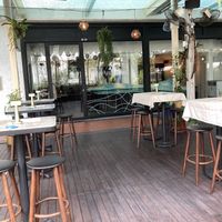 Outside seating  at Analogue Initiative in Central Singapore