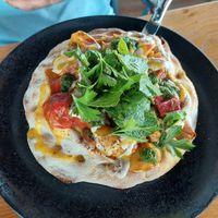 Shwarma pinsa at NENI am Prater in Vienna