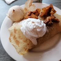 Apple cinnamon vegan gf crepe at Newquay Waffle Stop in Newquay