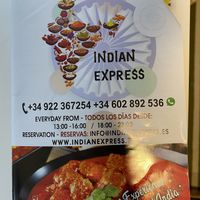 Menu front at Indian Express in Tenerife