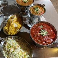 Veg Balti, Veg Jalfrezi, Takha Dahl. All very nice.  at Indian Express in Tenerife