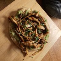 1/2 of King Oyster Mushroom Tostadas  at Chotto Matte in Miami Beach