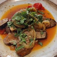 house style seitan (comes with chips) at Sabores ao Rubro in Tomar