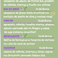 Starters menu  at Pizzeria La Pizze in Canfranc