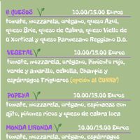 Vegetarian pizzas menu  at Pizzeria La Pizze in Canfranc