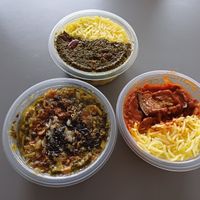 Trio (three small portions of different dishes). The noodle dish was my favorite! at KUKU in Copenhagen