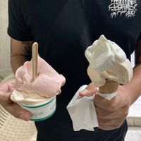 Streaberry, Peach Rose and Lemon Icecream at Gelateria Villi in Olbia