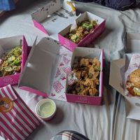 Box of fried chicken, Chicken teller tray, chicken Parm kebab, pic n mix & burger at Döner Summer in Sheffield