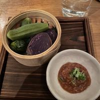Steamed veggies & miso sauce at En Japanese Brasserie in New York City