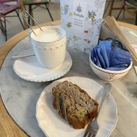 Chai latte (oatmilk) and banana bread 🍞   at Eutopia in Milan