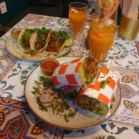 Tacos, burrito and agua de papaya at La Papaya in Poznan
