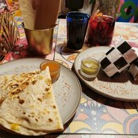 Quesadilla con pumpkin (seasonal dish) y burrito at La Papaya in Poznan
