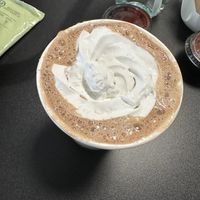Hot chocolate with whipped cream  at Rooted and Rind in Delmar