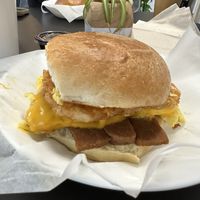 Meat and potatoes with vegan egg and bacon instead of sausage  at Rooted and Rind in Delmar