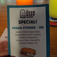 Vegan special at The Beer Keep in Buffalo