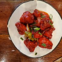 Cauliflower buffalo boneless chicken was oh so tender and tasty it hit the spot for me.  at Chaska in Cranston